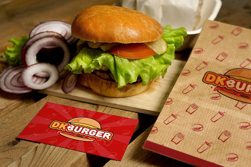Наше портфолио - Логотип и фирменный стиль для "DK Burger"