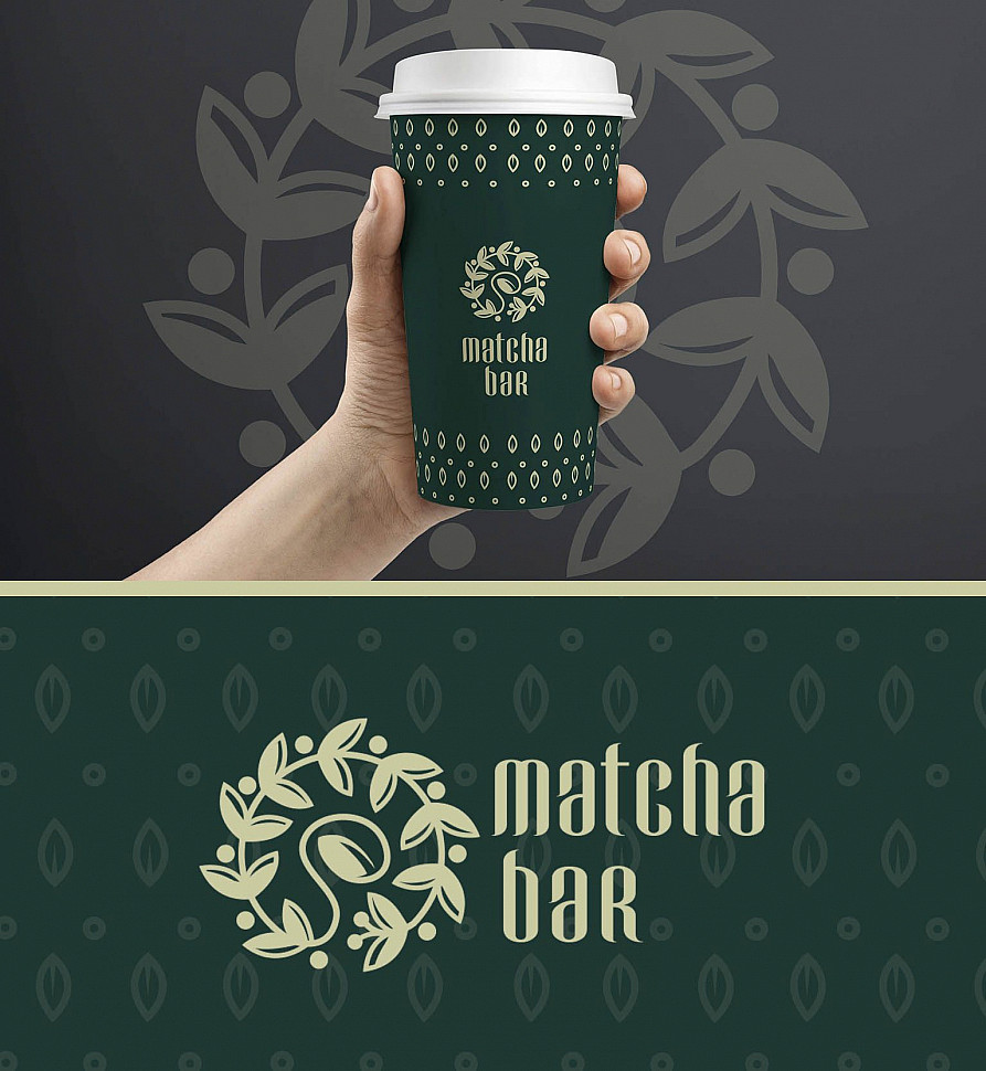 Наше портфолио - Логотип и фирменный стиль для "Matcha bar"